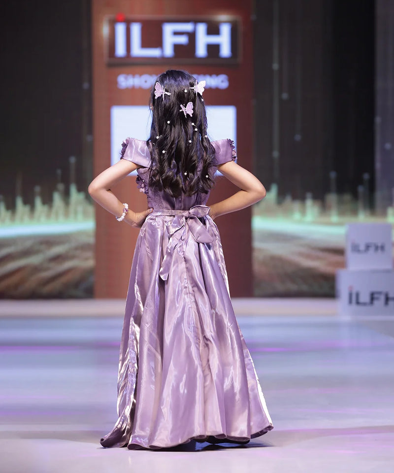 back view for purple long gown for girls 