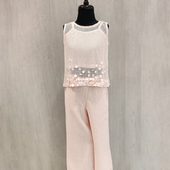 Peach Cotton Net Girls Co-ord Set – Jaipur Kids Fashion