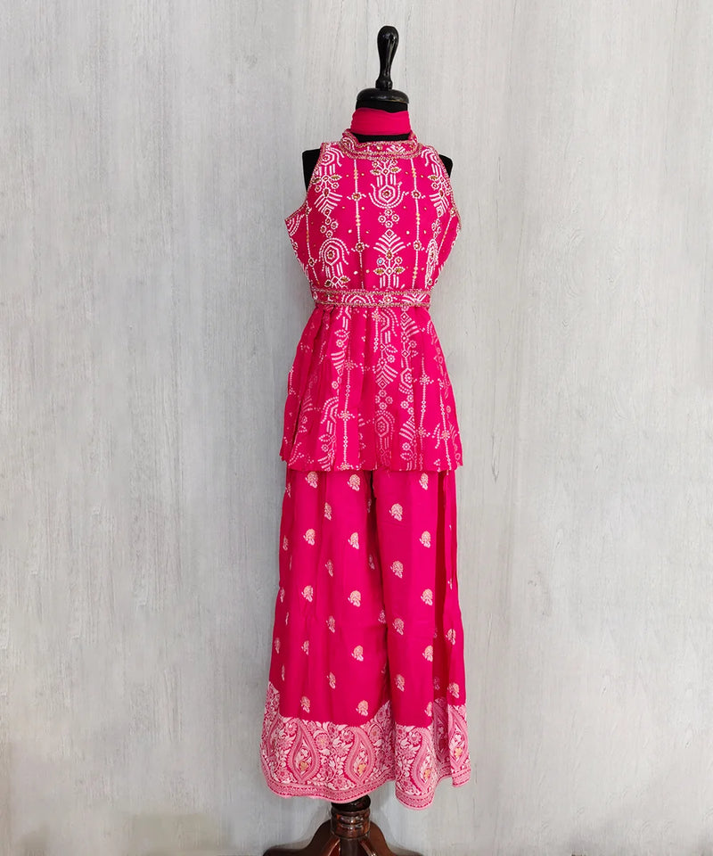 Fuchsia Pink Sharara Set for Girls – Jaipur Kidswear