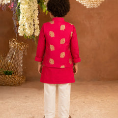 Red printed Jacket Kurta Pyjama Set