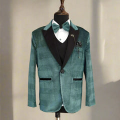 Indian wedding wear sea green coat suit set for boys 