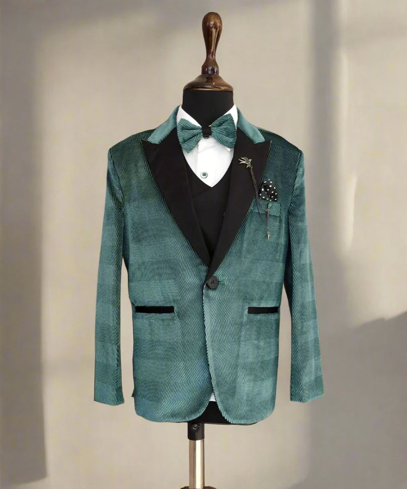 Indian wedding wear sea green coat suit set for boys 