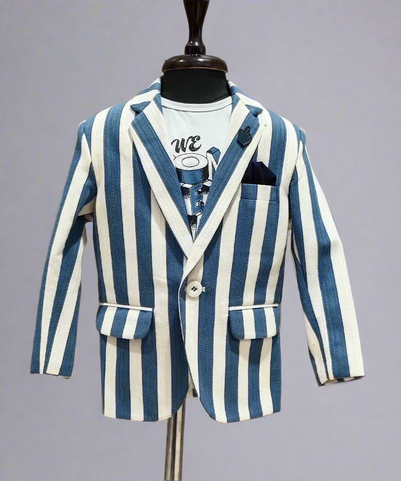 Blue Striped Blazer for Boys