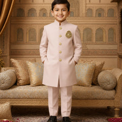 Boys Pink Indo Western Sherwani For Reception Jaipur