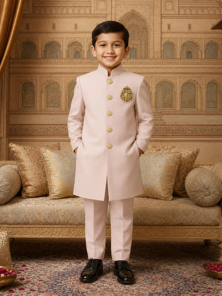 Boys Pink Indo Western Sherwani For Reception Jaipur
