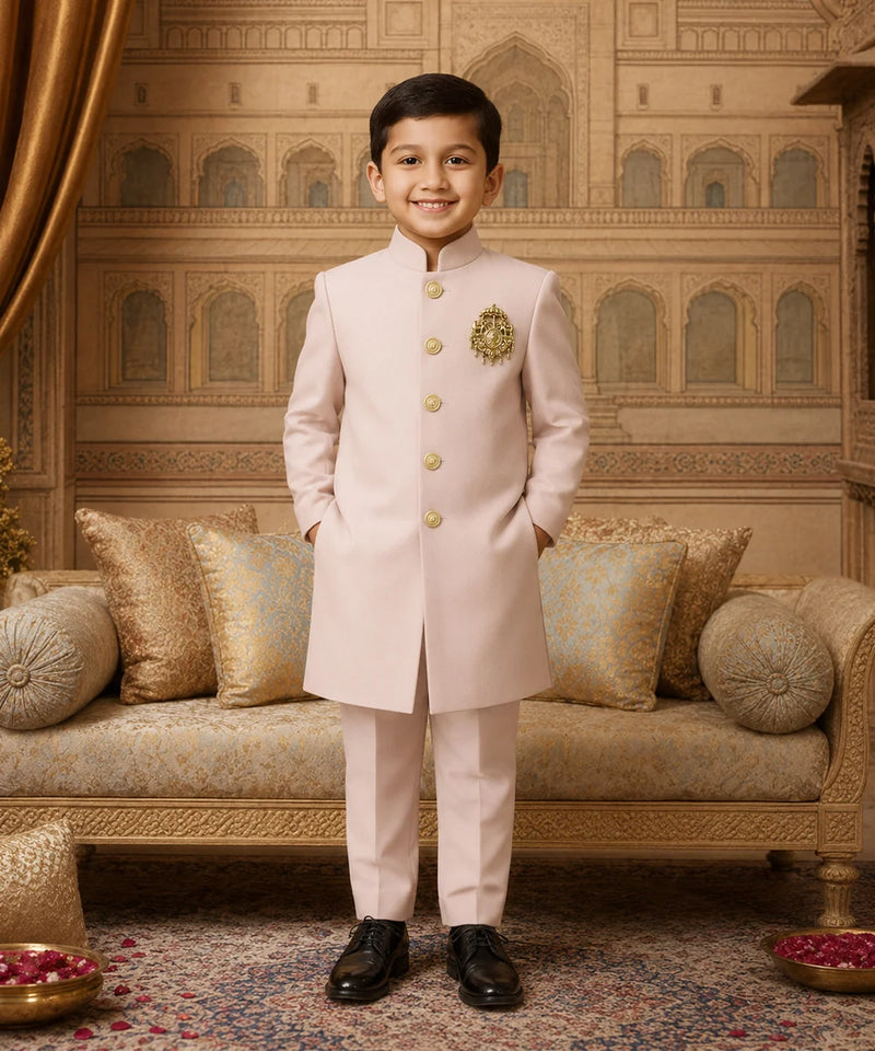 Boys Pink Indo Western Sherwani For Reception Jaipur