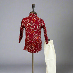 Infant boys maroon and white kurta pyjama, traditional Jaipur festival wear