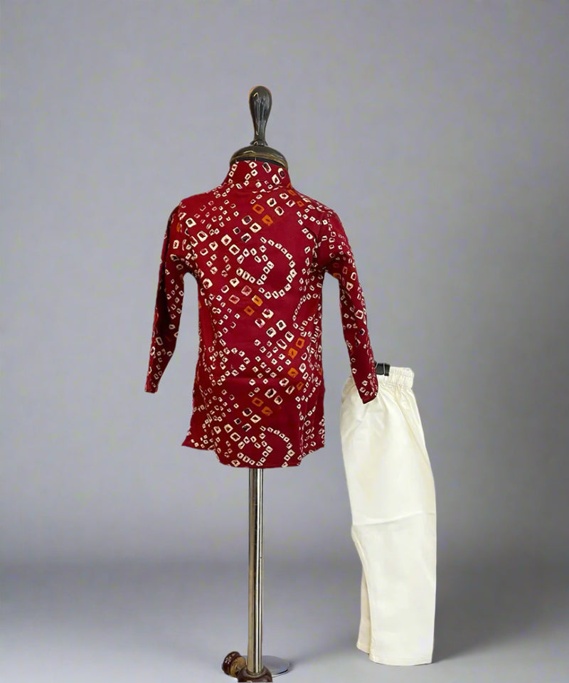Infant boys maroon and white kurta pyjama, traditional Jaipur festival wear