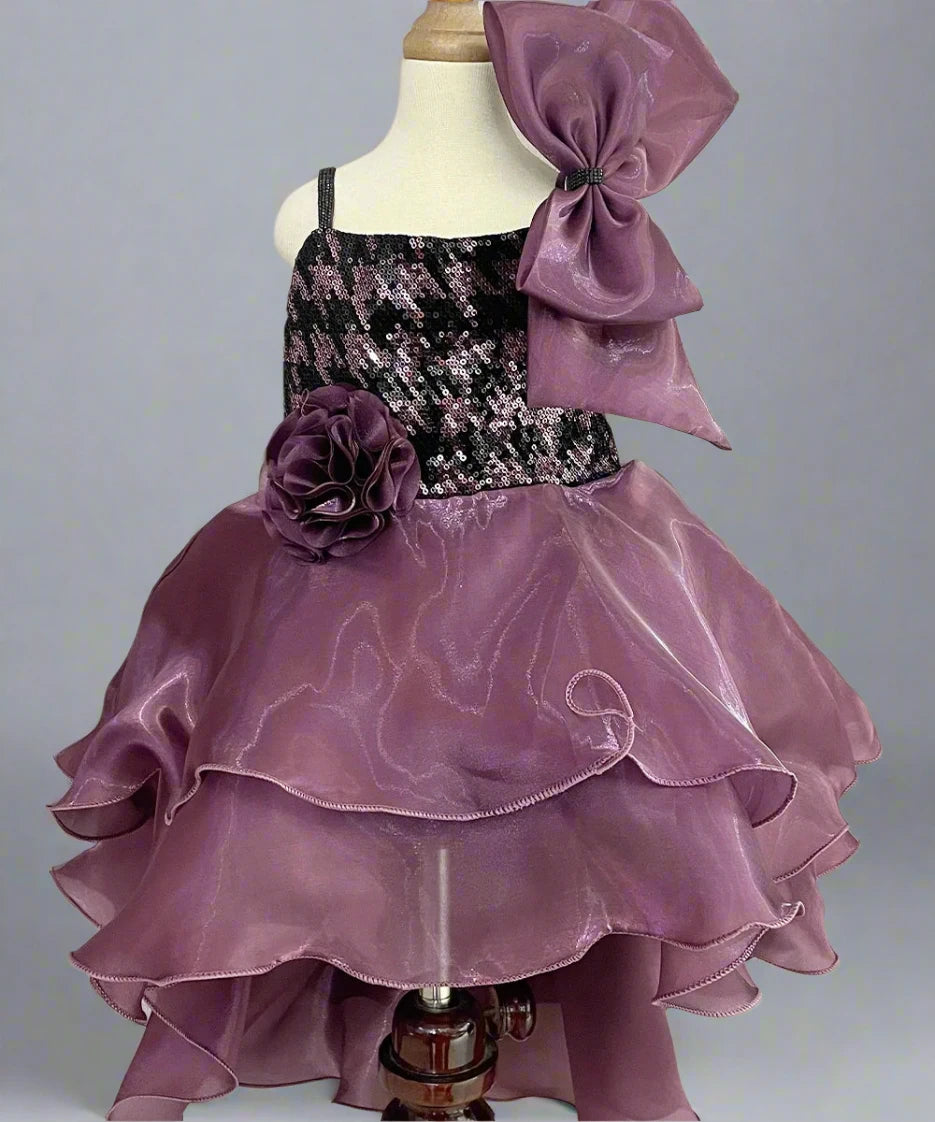 fashionable wine baby girl frock for birthday & celebrations