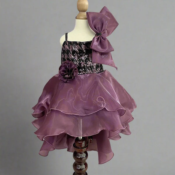 Wine Coloured Birthday Party Wear Frock for Girls
