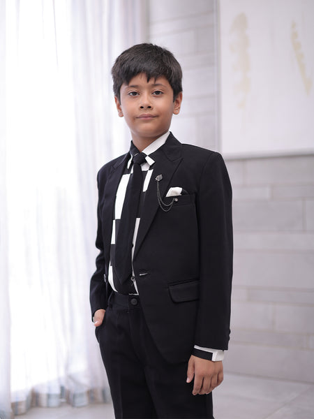 party wear black coat suit set for boys
