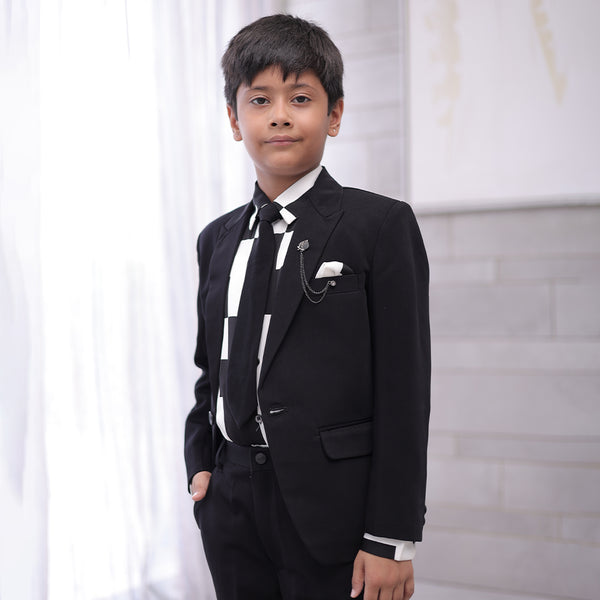 party wear black coat suit set for boys