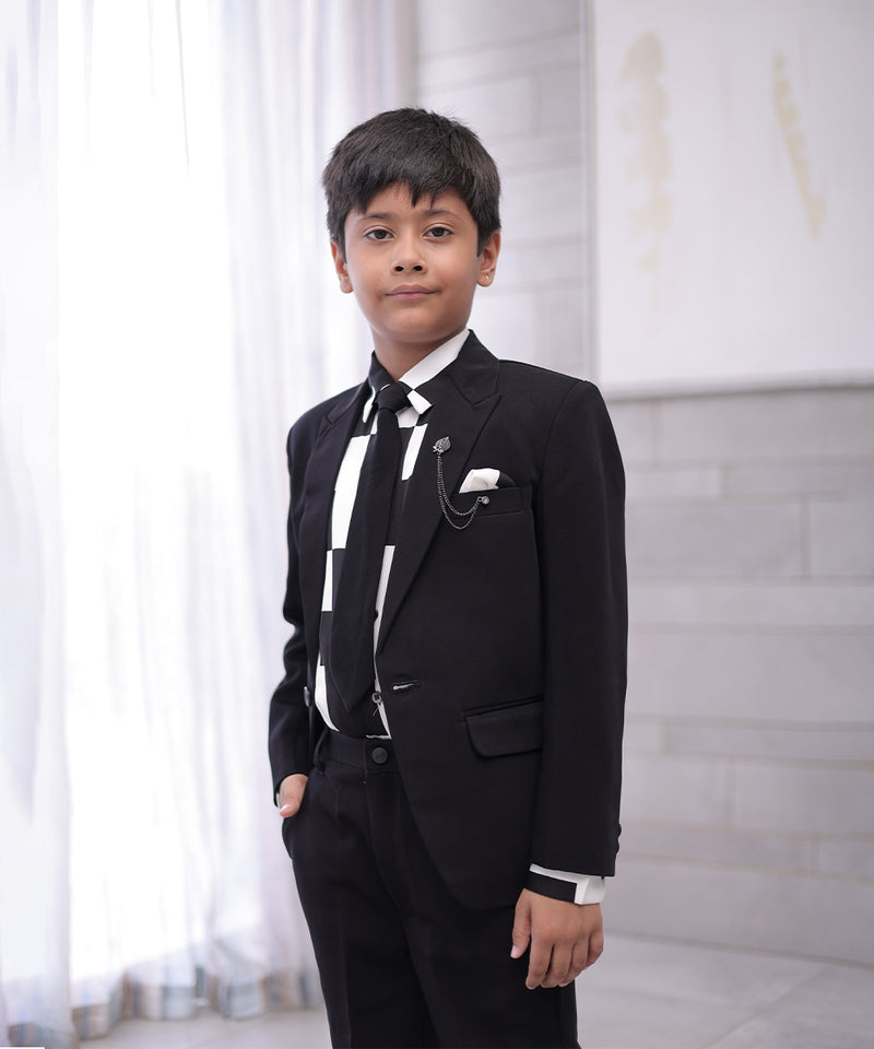 party wear black coat suit set for boys