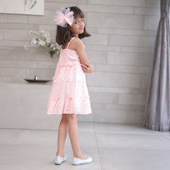 Cotton party wear frock for girls with hair accessory, best children’s wear near me Jaipur 