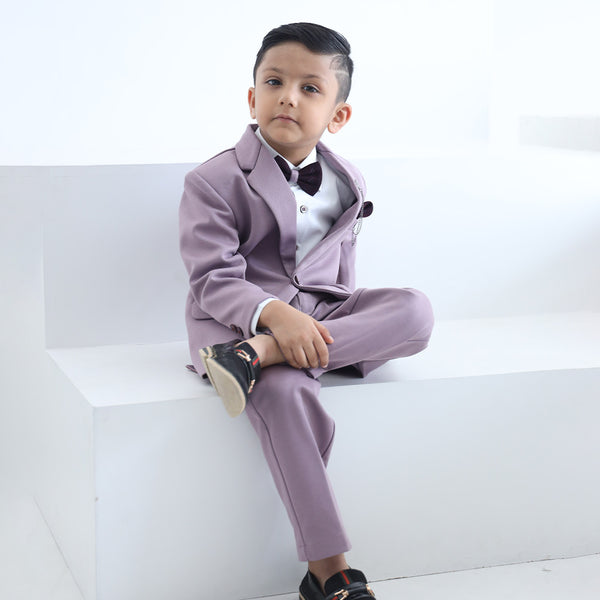 Designer boys partywear coat pant suit in purple, Jaipur kids fashion shop