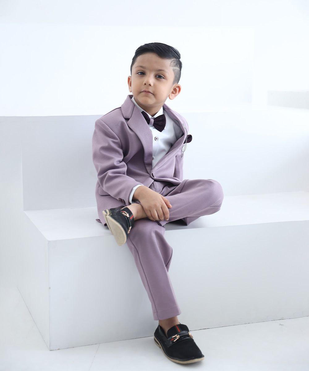 Designer boys partywear coat pant suit in purple, Jaipur kids fashion shop
