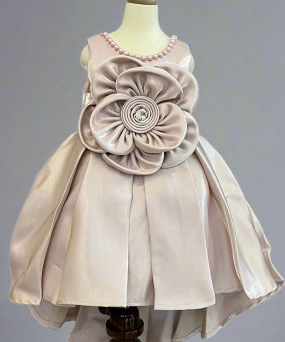 Buy designer peach birthday frock for girls online, Jaipur kidswear boutique