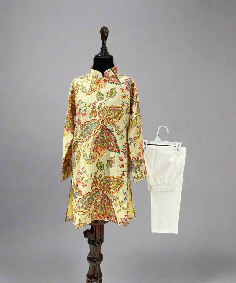 Party wear boys kurta pyjama with band collar, branded children clothing Jaipur

