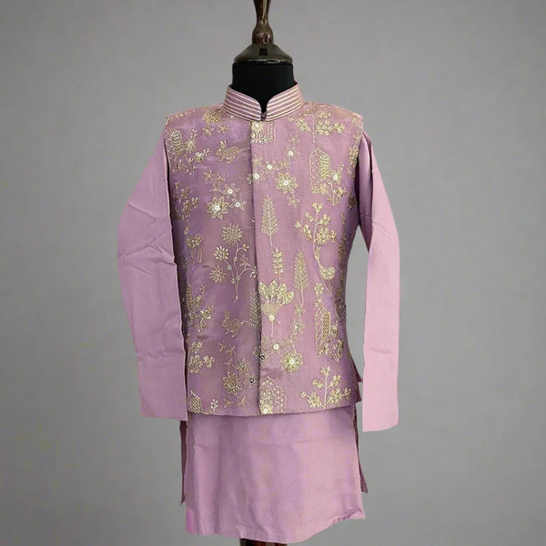 Party wear purple kurta pyjama for boys, branded children clothing Jaipur