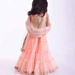 Jaipuri lehenga for girls, peach traditional lehenga choli, ideal for weddings in Jaipur 