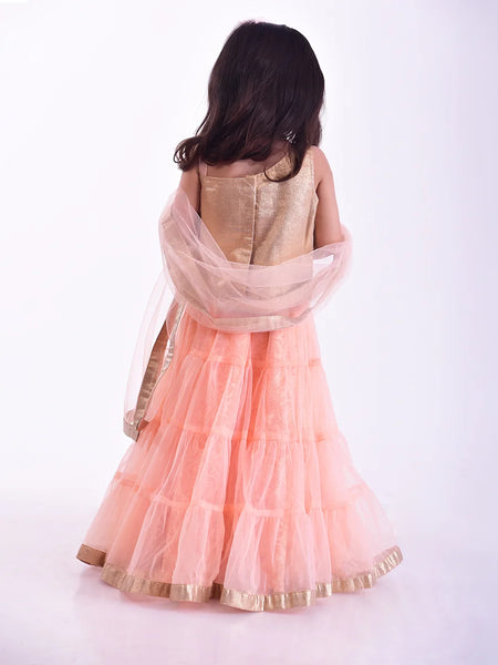 Jaipuri lehenga for girls, peach traditional lehenga choli, ideal for weddings in Jaipur 