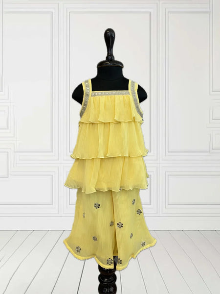 Readymade sharara suit for kids in Jaipur with price, layered kurta and sequin detailing