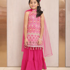 Hand embroidered sharara set for girls, best kids wedding wear in Jaipur 