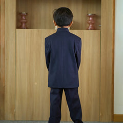 back view of navy blue jodhpuri suit for baby boys