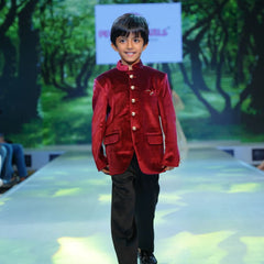 Celebrity Style Maroon Jodhpuri Suit Set for Boys