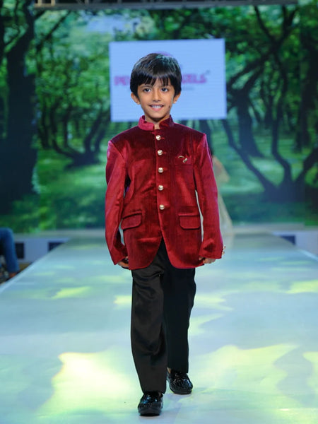 Celebrity Style Maroon Jodhpuri Suit Set for Boys