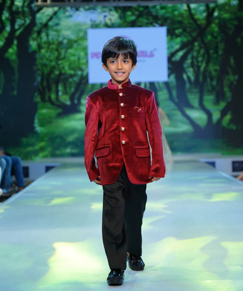Celebrity Style Maroon Jodhpuri Suit Set for Boys