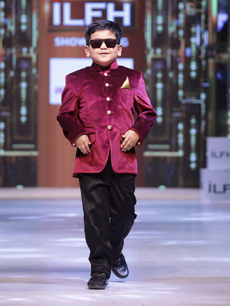 wedding wear maroon jodhpuri suit set for boys 