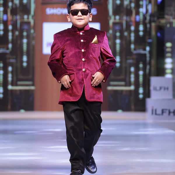 wedding wear maroon jodhpuri suit set for boys 