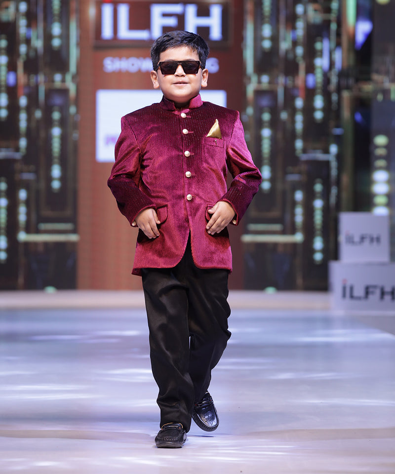 wedding wear maroon jodhpuri suit set for boys 
