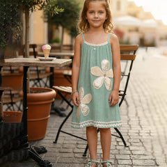 Girls Sea green flower birthday dress