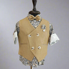 Birthday Party Wear Waist Coat Set With Printed Shirt For Boys