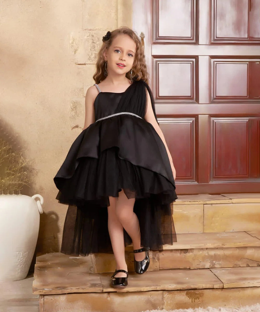 black dresses for girls/kids Ooh La La Couture Girls Stars Avery Dress it will look even more breathtaking when worn as a pageant dress High Low Black Dresses For
