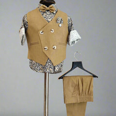 Birthday Party Wear Waist Coat Set With Printed Shirt For Boys