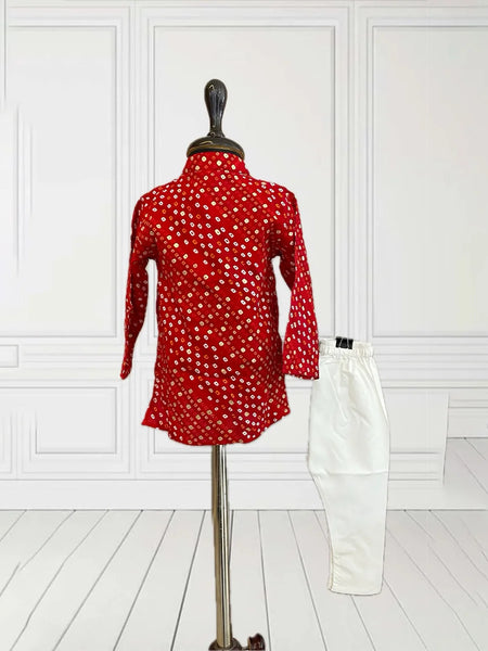 Boys partywear bandhej kurta pyjama, exclusive Jaipur showroom style