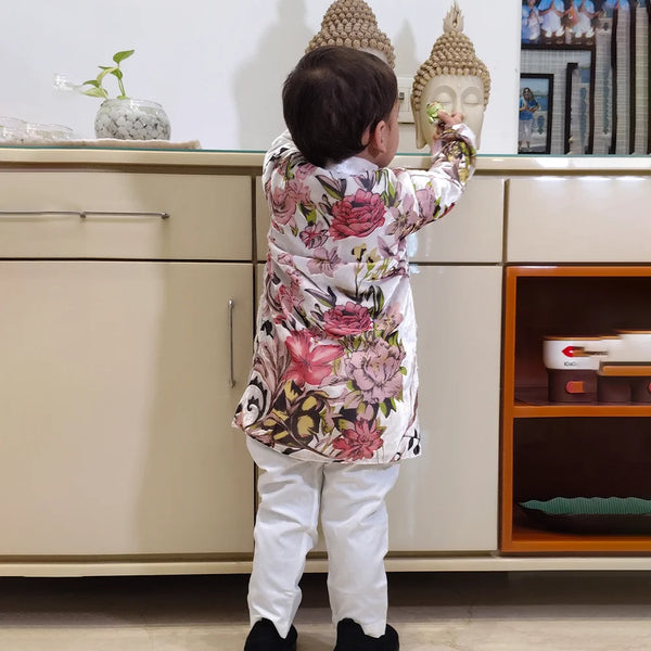 Ethnic boys kurta pyjama in vibrant print, top Jaipur kids store