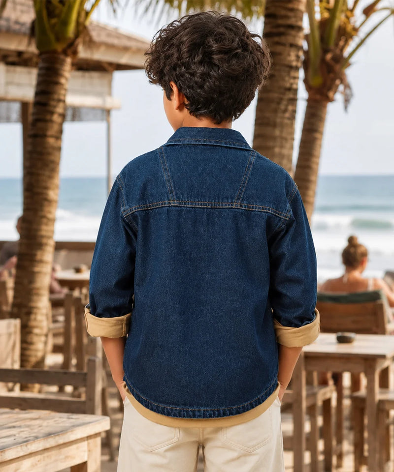 Boys Blue Denim Shirt For Party