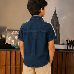 Boys Dark Blue Birthday Denim Shirt