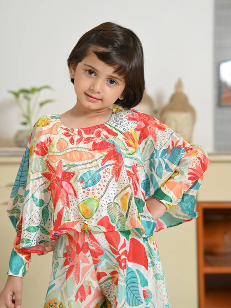 Kids' Jaipur designer palazzo set in colorful blend fabric with modern ethnic motifs