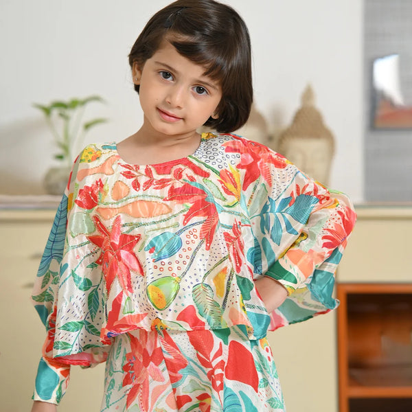 Kids' Jaipur designer palazzo set in colorful blend fabric with modern ethnic motifs