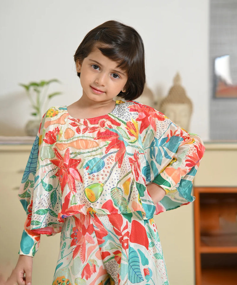 Kids' Jaipur designer palazzo set in colorful blend fabric with modern ethnic motifs