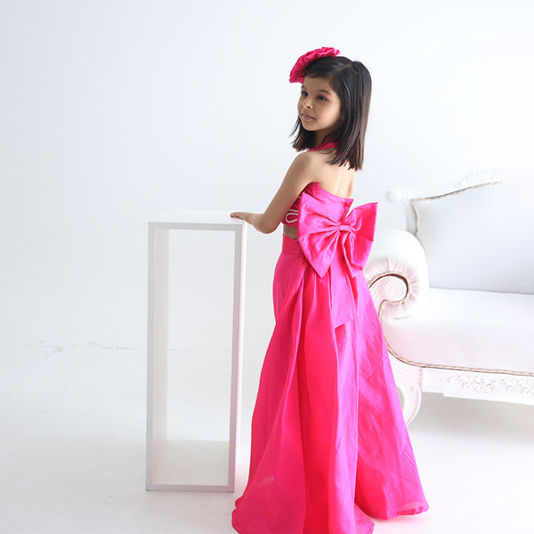 wedding wear beautiful neon pink co-ord set for girls 
