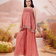 Peach Sharara Set for Girls – Graceful & Festive