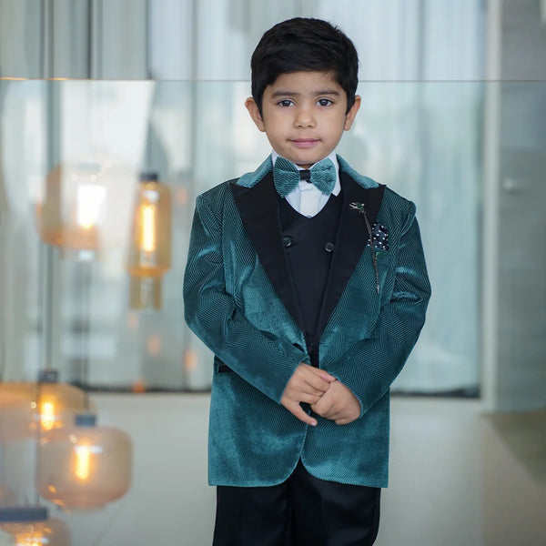 Formal green coat boys suit with waistcoat kidswear Jaipur