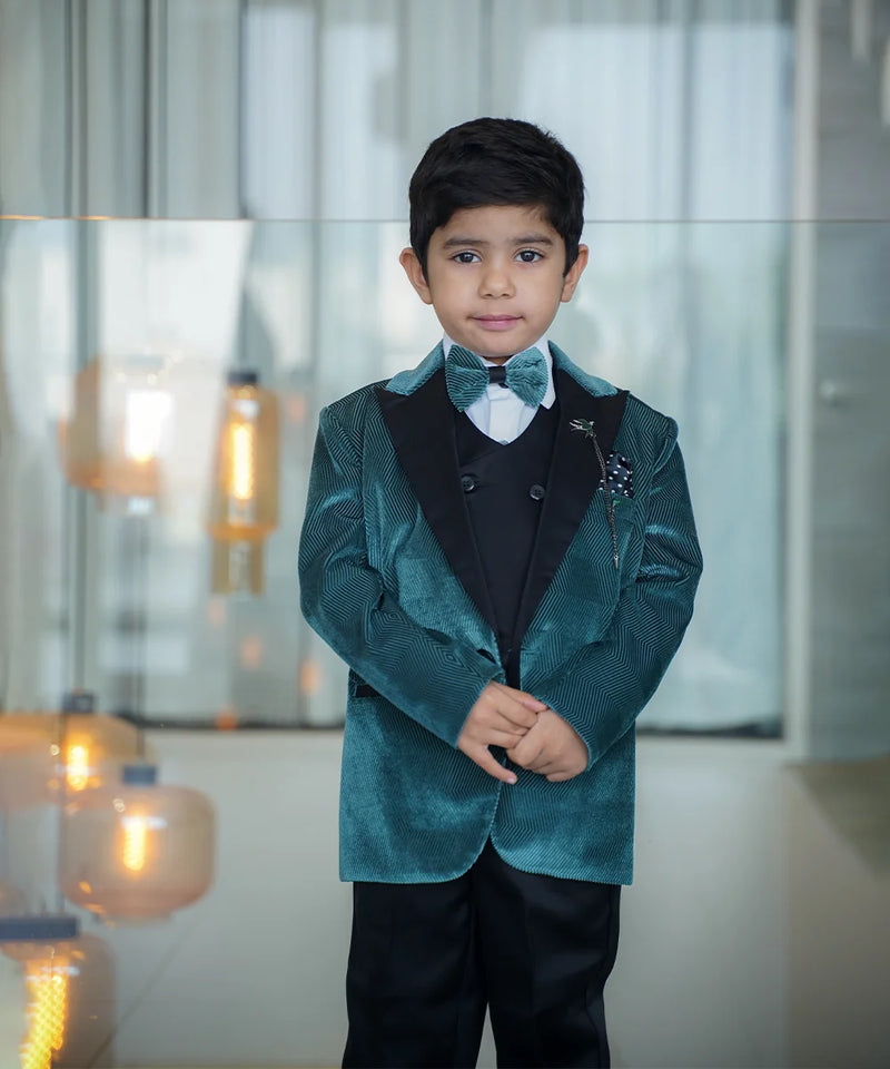 Formal green coat boys suit with waistcoat kidswear Jaipur