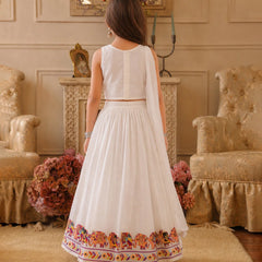 White Elephant Embroidered Girls Lehenga Choli | Kids Lehenga Jaipur